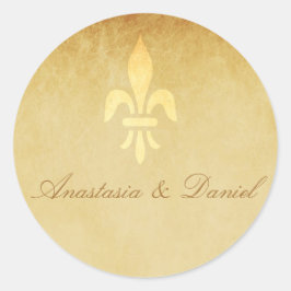 Beige gold de luxe Hochzeit der französischen Lili Runder Aufkleber