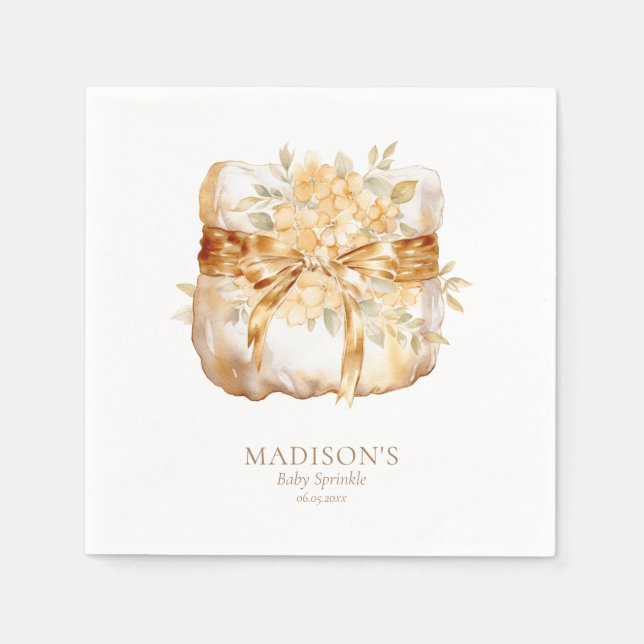 Beige Gold Diaper Illustration Kinderdusche Serviette (Vorderseite)