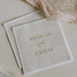 Beige Gold einfache Blumenmuster Hochzeit Serviette