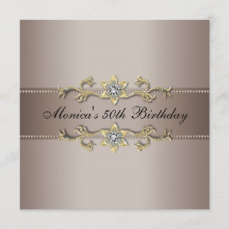 Beige Gold Frauen 50. Geburtstagsparty Einladung