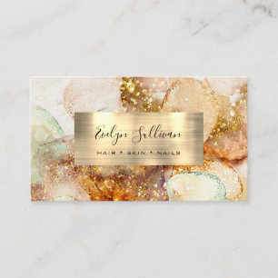 Beige Gold Glitzer Aquarellkarte Visitenkarte
