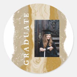 Beige Gold Marmor Abschluss Runder Aufkleber