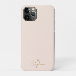 Beige Gold Minimal Herz Personalisiert Geschenknam Case-Mate iPhone Hülle