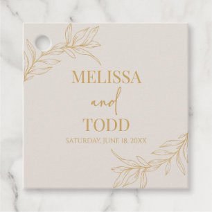 Beige Gold Minimal Minimalistische Zweigstelle Lea Geschenkanhänger