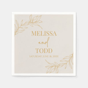 Beige Gold Minimal Minimalistische Zweigstelle Lea Serviette