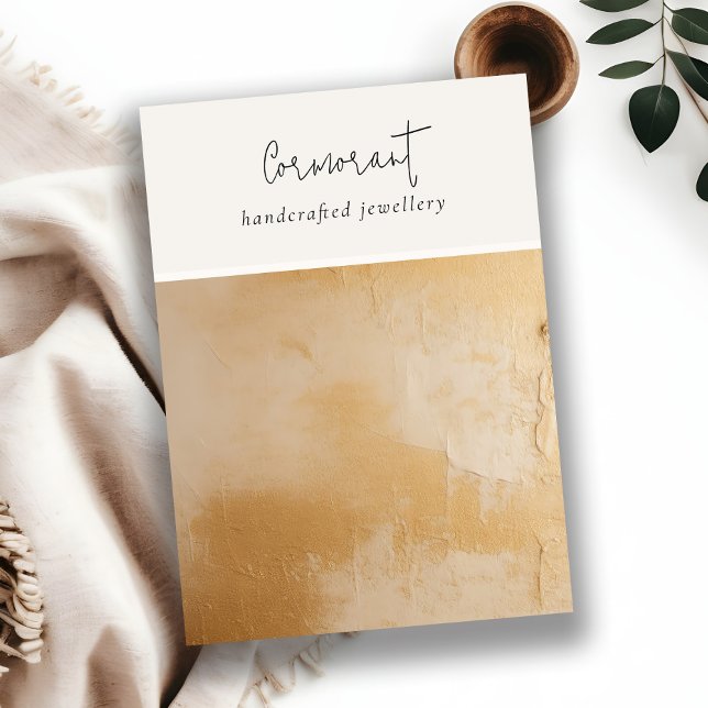 Beige Gold Öl Farbe Textur Blank Juwelier Display Visitenkarte (Von Creator hochgeladen)