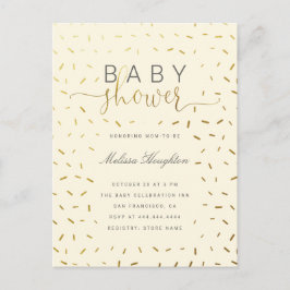 Beige & Gold Sprinkle Gender Neutral Baby Dusche Einladungspostkarte