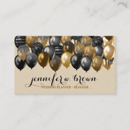 Beige & Gold Sprinkle Party Balloon Design Visitenkarte