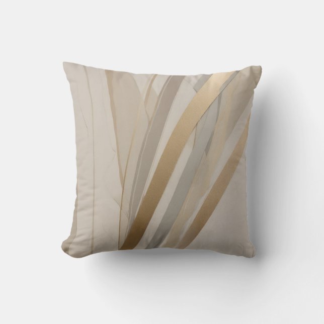 Beige Gold Tan Gray Abstrakt Kissen (Vorderseite)