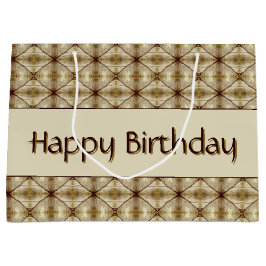 Beige Gold und Dunkelbraun Gemustert Große Geschenktüte