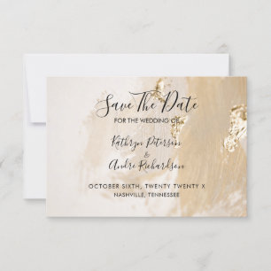 Beige Gold Watercolor Save the Date Einladung