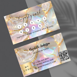 Beige goldenes agate holografisches Geschäftslogo Treuekarte