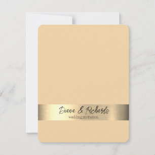 Beige Goldfolie Rustikale Falsche Hochzeits-Einlad RSVP Karte