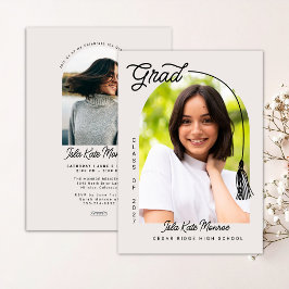 Beige Grad Announcement and Invitation with Photo Einladung