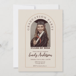 Beige graduation card with photo einladung