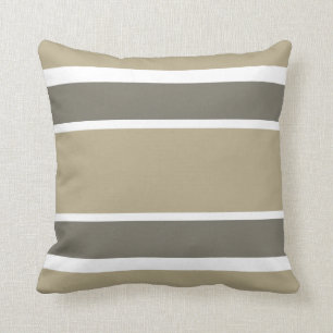 Beige & Grau Kühnes Gestreiftes Dekokissen