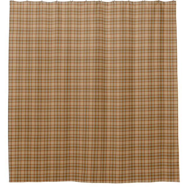 Beige Grau Rot Tartan Rustikaler Duschvorhang (Vorderseite)