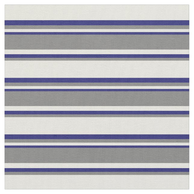 Beige, Grau und Midnight Blue Lines Stoff (Nahaufnahme)