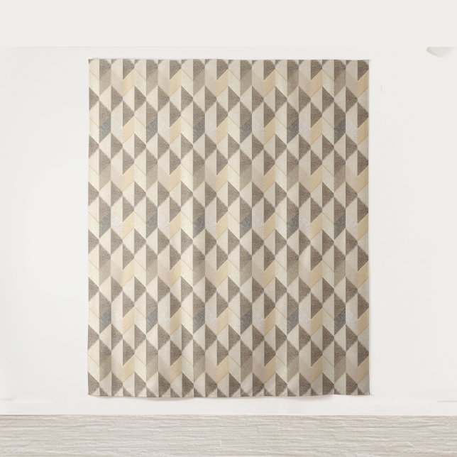 Beige, graue rhombische Muster. Wandteppich (Vorderseite)