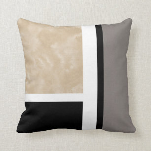 Beige graues Schwarzweiss-modernes Kissen