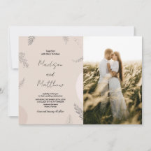 Beige Gray Hochzeit Einladungen mit Foto