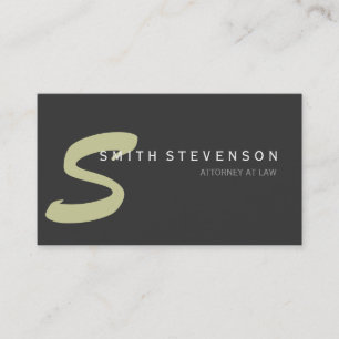 Beige Gray Monogram Attorney Business Card Visitenkarte