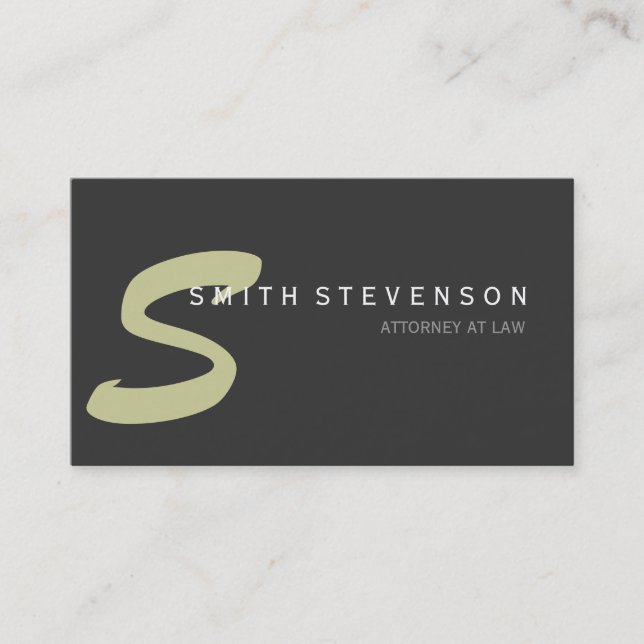 Beige Gray Monogram Attorney Business Card Visitenkarte (Vorderseite)