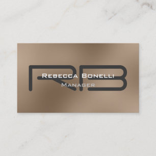 Beige Gray Monogram Manager Business Card Visitenkarte