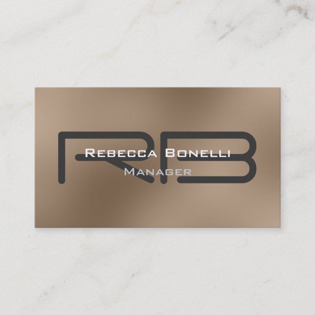 Beige Gray Monogram Manager Business Card Visitenkarte (Vorderseite)