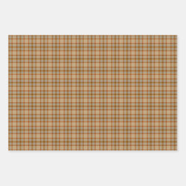 Beige Gray Red Brown Plaid Tartan Geschenkpapier Set