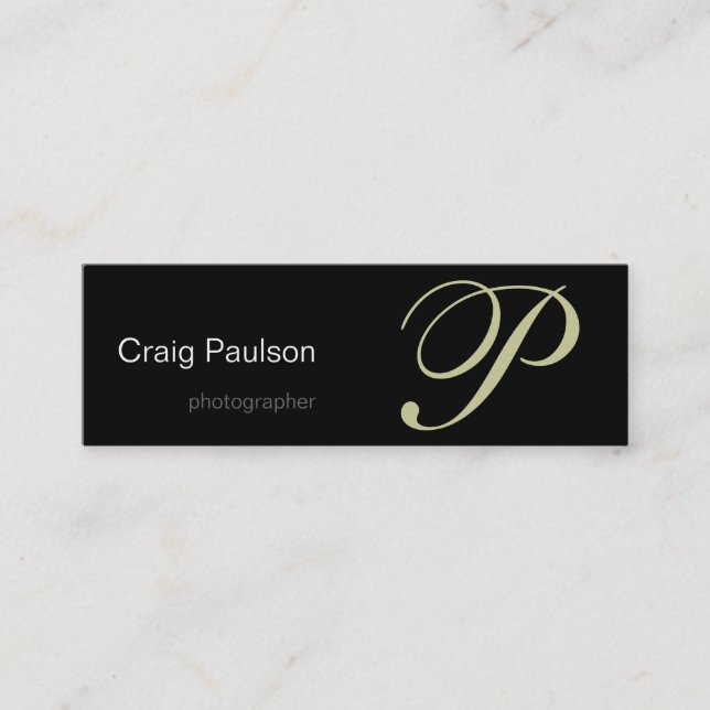 Beige Gray Schwarz-weiß Fotografy Business Card Mini Visitenkarte (Vorderseite)