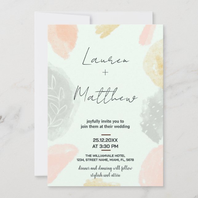 Beige Gray Wedding Einladungen (Vorderseite)