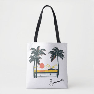 Beige Green Summer Beach Totbeutel Tasche