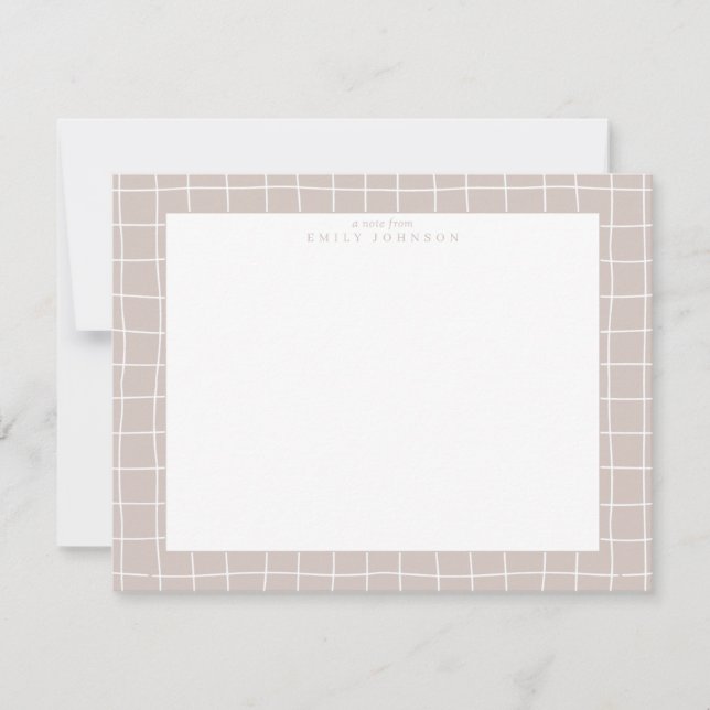 Beige Grid Frame Note Card Einladung (Vorderseite)