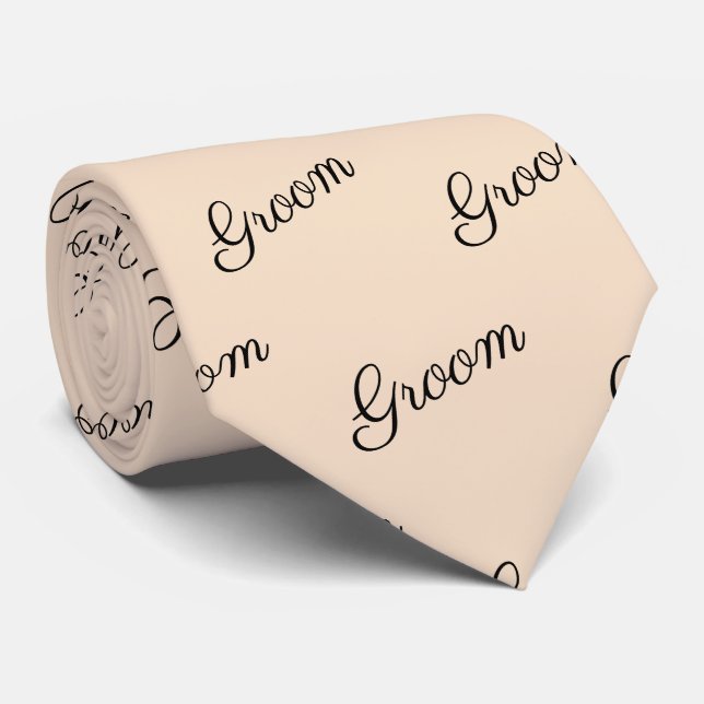 Beige Groom scripture wedding Neck Tie Krawatte (Gerollt)