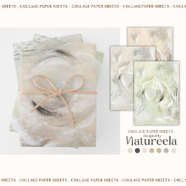 Beige Grün Grau Abstrakt Collage  Geschenkpapier Set