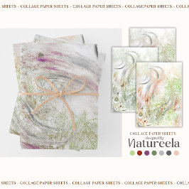 Beige Grün Grau Abstrakte Collage  Geschenkpapier Set