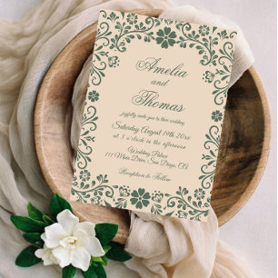 Beige Grüne Talavera Hochzeit Einladung