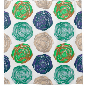 Beige, grüne und violette, nahtlose Muster. Duschvorhang