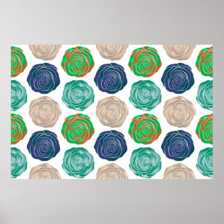 Beige, grüne und violette, nahtlose Muster. Poster