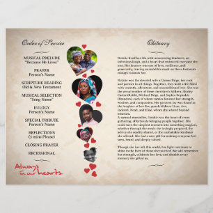 Beige-Grunge-Begräbungsprogramm zum Thema Herz Flyer