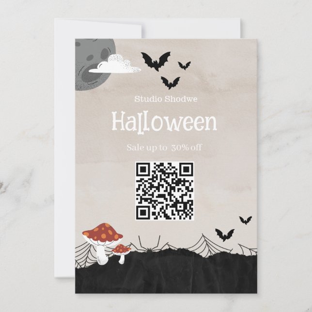 Beige Halloween Sale Marketing Einladung (Vorderseite)