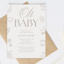 Beige handgezeichnete geschlechtsneutrale Babypart