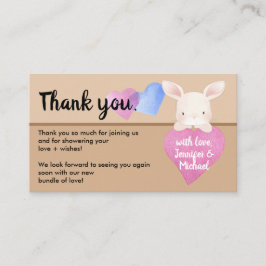 Beige Heart Niedlich Baby Bunny Rabbit Vielen Dank Begleitkarte