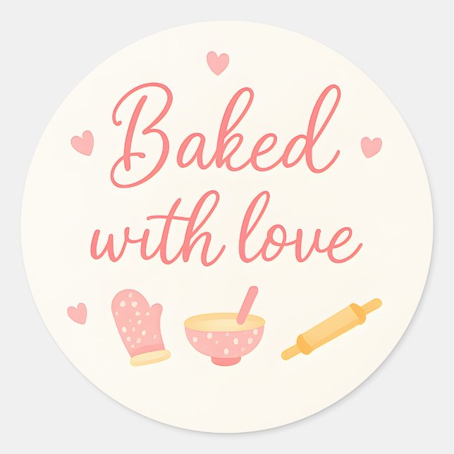 Beige Hearts Baking Thank You Sticker (Vorderseite)