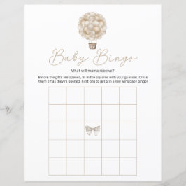Beige Heißluftballon Babydusche Bingo Spiel