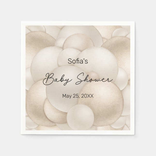 Beige Heißluftballon Babydusche Serviette (Vorderseite)