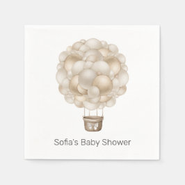 Beige Heißluftballon Babydusche Serviette