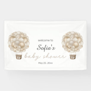 Beige Heißluftballon Boho-Baby-Party Banner
