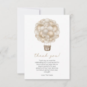 Beige Heißluftballon Boho Babydusche Dankeskarte
